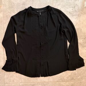 White House Black Market Black Pleated Blouse | Size 0 | Like New